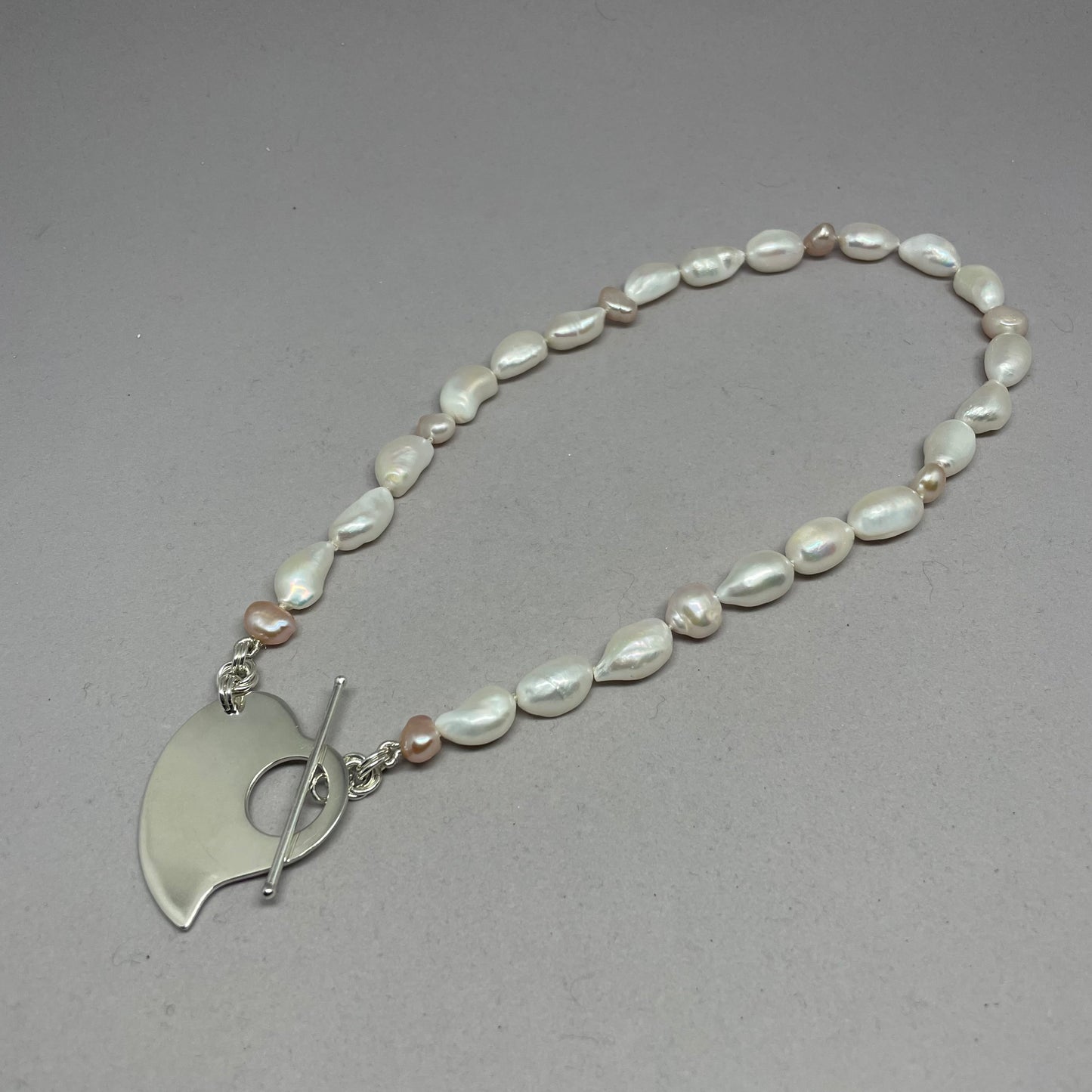 Fresh Water Pearl Necklace with Heart Toggle
