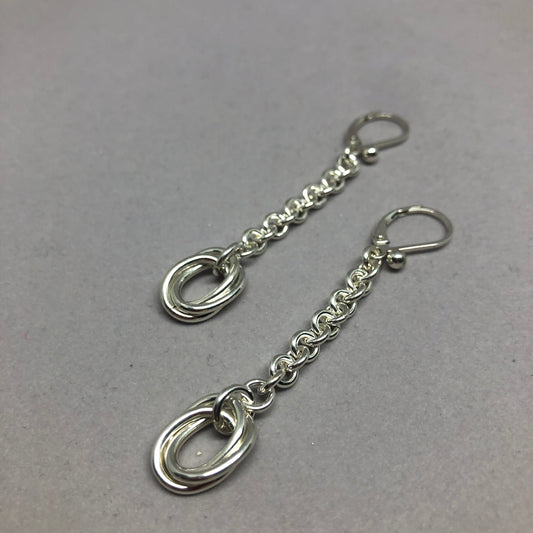 Oval Love Knot Mini Long Earrings
