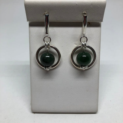 BC Nephrite Jade Circle Earrings