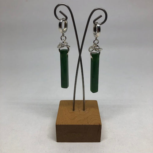 BC Nephrite Jade Rectangular Drop Earrings