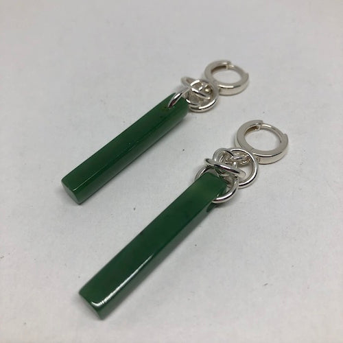 BC Nephrite Jade Rectangular Drop Earrings