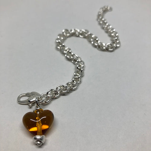 Small Twist Bracelet with Glass Heart Charm