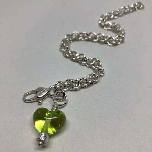 Small Twist Bracelet with Glass Heart Charm