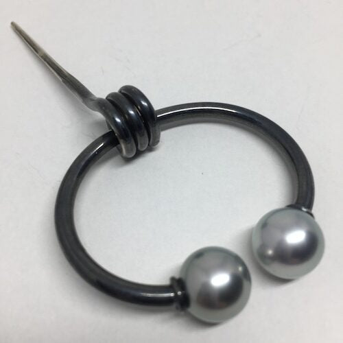 Penannular Shawl Pin - Tahitian Pearls/Light Gray