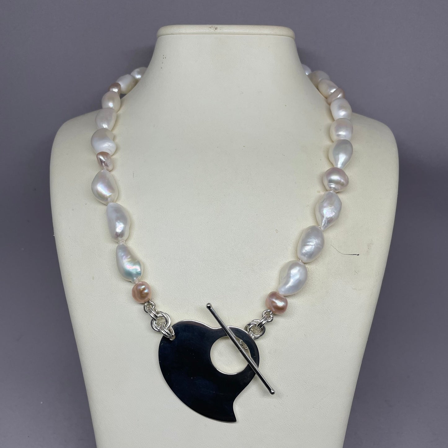 Fresh Water Pearl Necklace with Heart Toggle