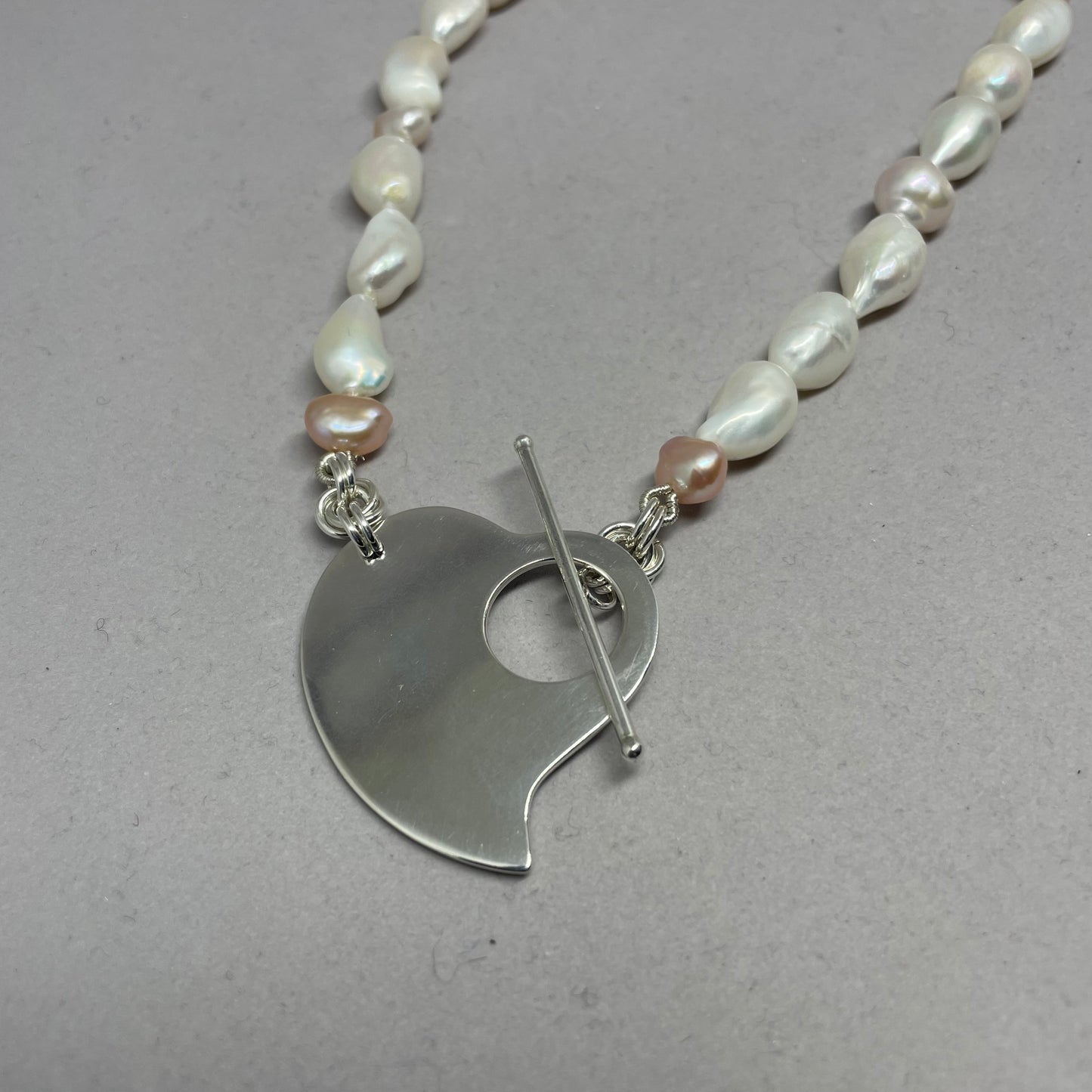 Fresh Water Pearl Necklace with Heart Toggle