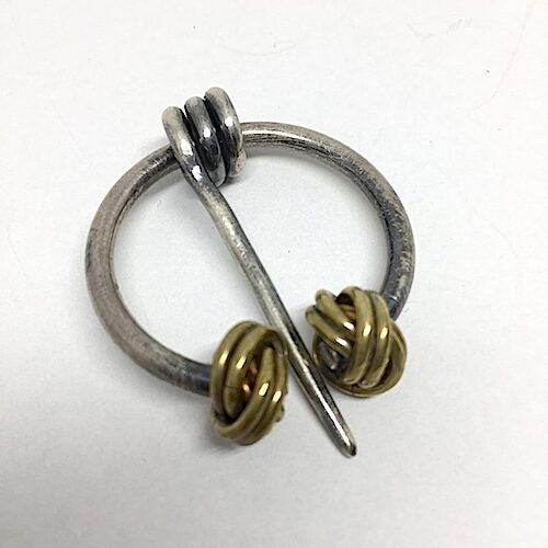 Penannular Shawl Pin - Love Knot/Sterling & Brass