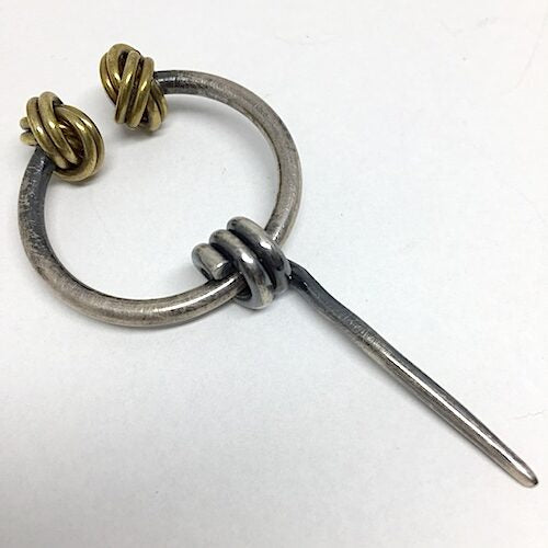 Penannular Shawl Pin - Love Knot/Sterling & Brass