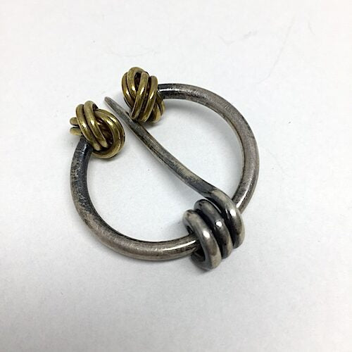 Penannular Shawl Pin - Love Knot/Sterling & Brass