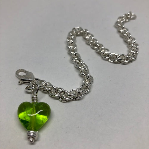 Small Twist Bracelet with Glass Heart Charm